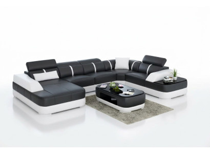 Rohová pohovka Design Moderní obývací pokoj Rovná kožená pohovka gauč