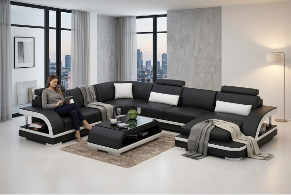 Design rohová sedací souprava obývací pokoj dekorace nábytek moderní rohová pohovka kůží vyplněné sedátko