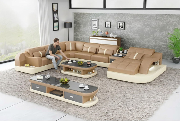 Kůže xxl pohovka sedací souprava obývací pokoj krajina moderní designer
