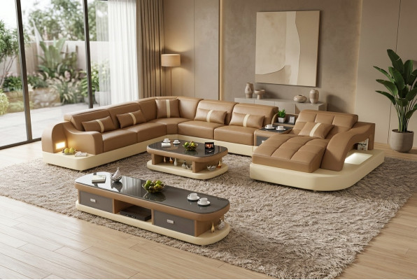 Kůže xxl pohovka sedací souprava obývací pokoj krajina moderní designer