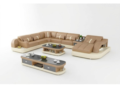 Kůže xxl pohovka sedací souprava obývací pokoj krajina moderní designer
