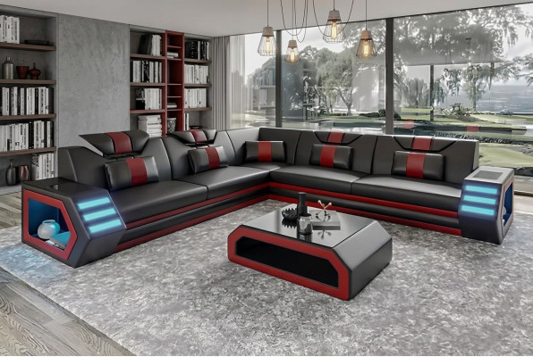 Lederpolster Design Wohnzimmer Ecksofa Eckcouch Couch Sofa L Form Wohnlandschaft