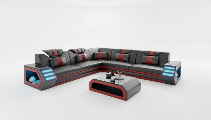 Lederpolster Design Wohnzimmer Ecksofa Eckcouch Couch Sofa L Form Wohnlandschaft