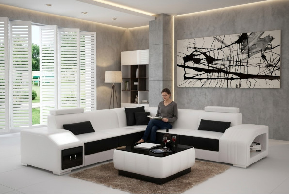 Design rohová pohovka obývací pokoj kůží potahovaná pohovka sedačka L tvar