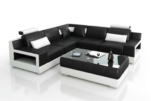 Wohnzimmer Leder xxl couch landschaft sofa moderne designer eckpolster
