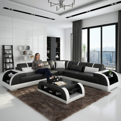 Design Sofa Möbel Eckcouch Ecksofa Wohnzimmer Lederpolster Couch