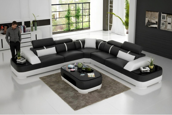 Wohnzimmer Eckcouch Design Ecksofa Möbel Moderne Lederpolster Couch
