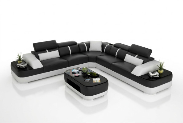 Wohnzimmer Eckcouch Design Ecksofa Möbel Moderne Lederpolster Couch