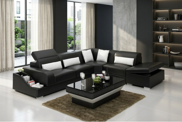 Design Moderne Eckcouch Ecksofa Wohnzimmer Lederpolster Couch Sofa