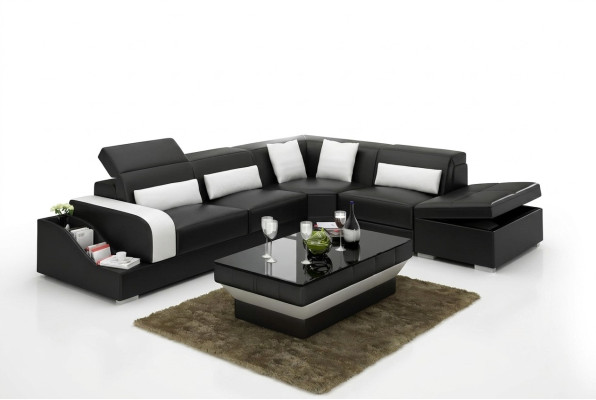 Design Moderne Eckcouch Ecksofa Wohnzimmer Lederpolster Couch Sofa