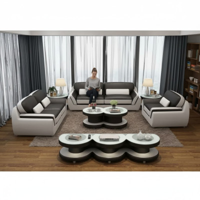 Sofagarnitur 321 Tisch Hocker Sideboard Wohnlandschaft Couchen Sofa Couch 7tlg.