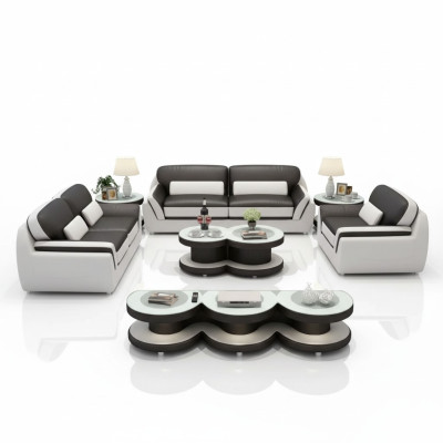 Sofagarnitur 321 Tisch Hocker Sideboard Wohnlandschaft Couchen Sofa Couch 7tlg.
