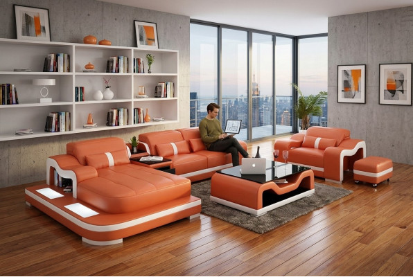 Modernes Sofa Ecksofa L Form Deko Sessel Couchtisch Hocker Ecksofa Polster