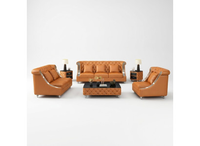 Chesterfield kožená pohovka sedací souprava kompletní set 6 kusů. Kožená sedací souprava.