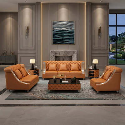 Moderne Sofa Couch 3 Sitzer Chesterfield Ledersofa Dreisitzer Couchen