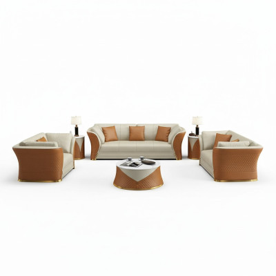 Exklusive Ledersofa Couch Sitzpolster Garnitur 321 Sofa Couchen Landschaft