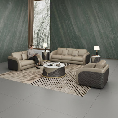 Sedací souprava designová pohovka z kůže s polstrováním 6dílná sada sedací soupravy konferenční stolek.