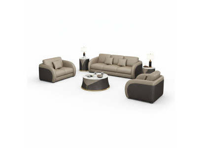 Sedací souprava designová pohovka z kůže s polstrováním 6dílná sada sedací soupravy konferenční stolek.