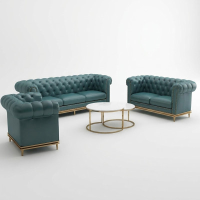 Chesterfield Sofa Couch Polster Couch 3er Couchen Polster Leder Neu