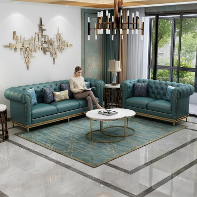 Sofagarnitur 3+2 Sitzer Ledersofa Modernes Sofa Designer Sofa Neu Chesterfield