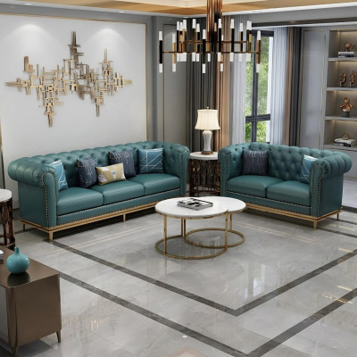 Sofagarnitur 3+2 Sitzer Ledersofa Modernes Sofa Designer Sofa Neu Chesterfield