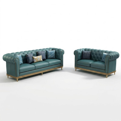 Sofagarnitur 3+2 Sitzer Ledersofa Modernes Sofa Designer Sofa Neu Chesterfield