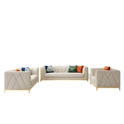 Medusa Edelstahl Leder Sofagarnitur Couch Wohnzimmer Möbel 4tlg Set