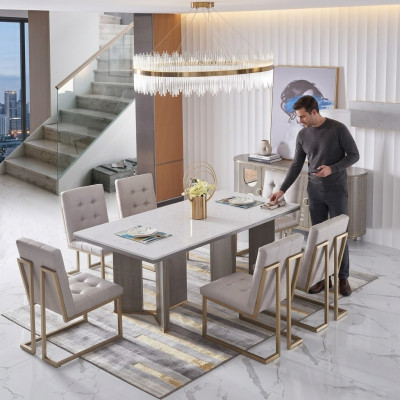 Jídelní stůl designový luxusní nábytek dřevěné stoly 180x90 cm obývací pokoj