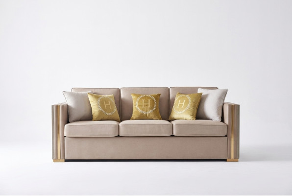 Třísezení látková růžová designová pohovka v obývacím pokoji, čalouněné pohovky, sametové xxl pohovky.