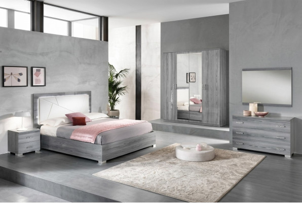 Schlafzimmer Set Bett 2xNachttisch Kommode Spiegel Kleiderschrank 6tlg. Möbel