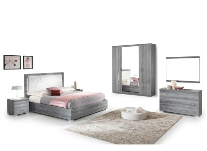 Schlafzimmer Set Bett 2xNachttisch Kommode Spiegel Kleiderschrank 6tlg. Möbel