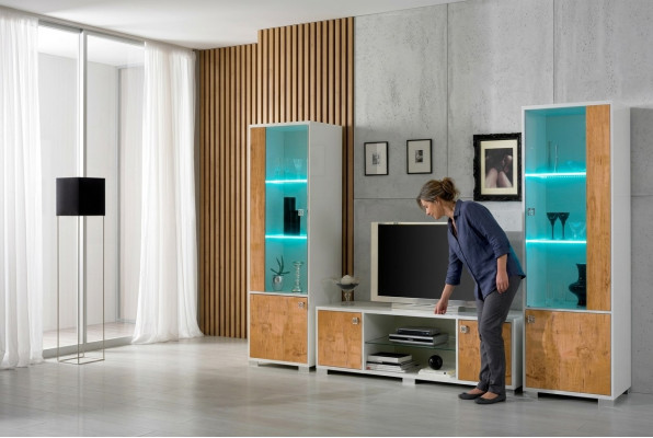stěnáž 3ks TV + 2x Vitrína Design Italský nábytek Obývací pokoj Luxusní nábytek