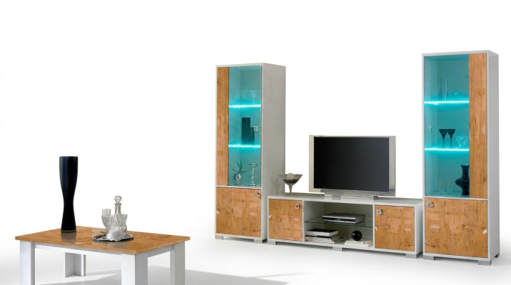 stěnáž 3ks TV + 2x Vitrína Design Italský nábytek Obývací pokoj Luxusní nábytek