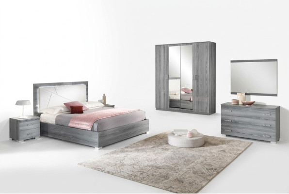 Italienische Möbel 4tlg. Schlafzimmer Set Bett 2x Nachttisch Kleiderschrank Neu