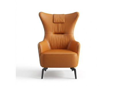 Orange Sessel Leder Sessel 76 x 80 cm Einsitzer Luxus Design Möbel