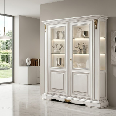 Vitrinen Wohnzimmer Weiß Schränke Anrichte Weiß hell Vitrine Schrank Klassische