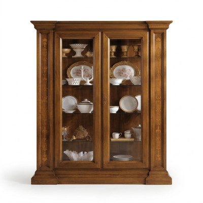 Vitrine 2 Tür Schrank Vitrinen Wohnzimmer Schränke Design Schrank Möbel Glas Neu