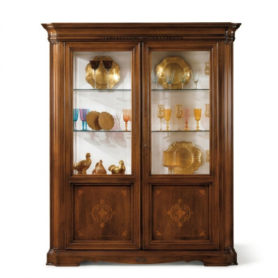 Vitrine 2 Tür Schrank Vitrinen Wohnzimmer Schränke Design Schrank Möbel Glas Neu