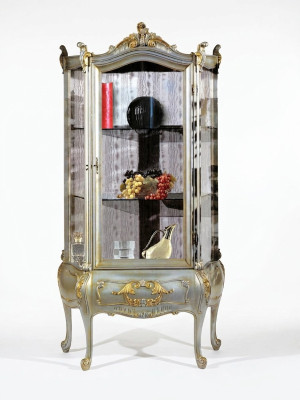 Barock Möbel Italienische Vitrine Schrank Möbel Schränke Echtholz Regal Elegant