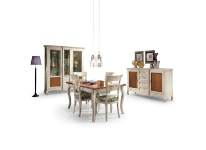 Esszimmer Set Garnitur Kommode Stühle 4x Vitrine Gruppe Essgruppe Vitrinen 7tlg.
