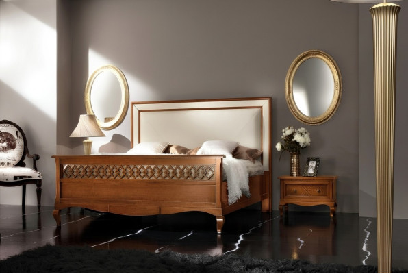 Schlafzimmer Möbel Set Garnitur Italienische Möbel Nachttisch Massives Holz 3tlg