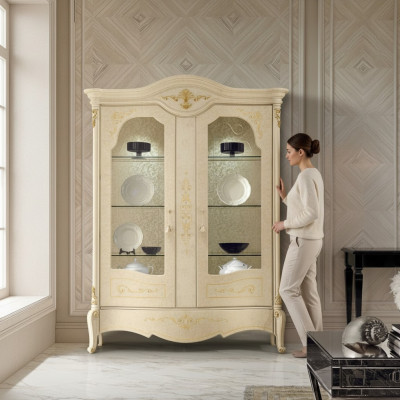 Luxus Vitrine Scchrank Klassische Vitrinen Wohnzimmer Schränke Anrichte Holz Neu