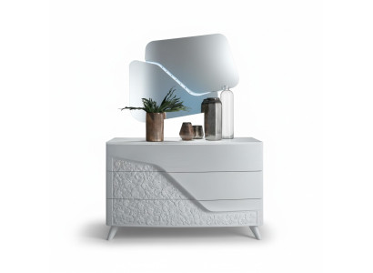 Kommode mit Spiegel Holz Kommoden Möbel Schrank Schlafzimmer Weiß Sideboard Neu