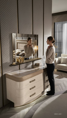 Kommode mit Spiegel Sideboard Kommoden Set Italienische Möbel 2tlg. Schrank Holz