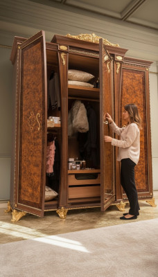 Schrank Massive Schlafzimmer Möbel Italien Echtholz Kleiderschrank Holzschrank