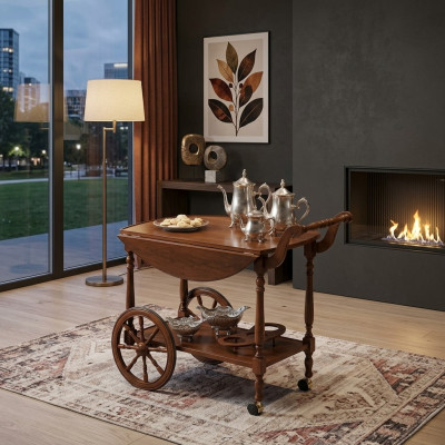 Serviertisch Tisch Beistelltisch Luxus Klasse Echtholz Antik Stil Barock Rokoko