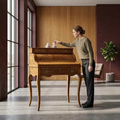 Tische Schreibtisch Büro Tisch Edle Holz Barock Rokoko Antik Stil Möbel Luxus