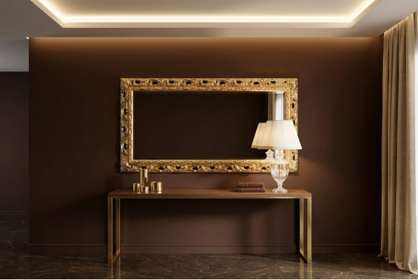 Italienische Klassischer Designer Spiegel Möbel Wandspiegel Holz Gold Möbel Neu