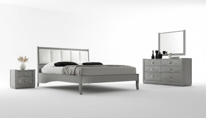 Ložnice Postel Noční stolek Postele Dřevo Skupina Dvojité Design Set Souprava 3dílná.