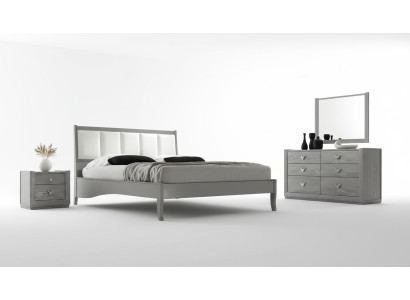 Ložnice Postel Noční stolek Postele Dřevo Skupina Dvojité Design Set Souprava 3dílná.